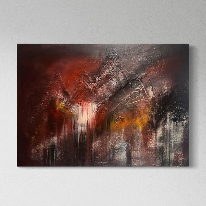 Unikat – ARTWORK | 054-2023 – Feurige Tiefe | 70×100 cm